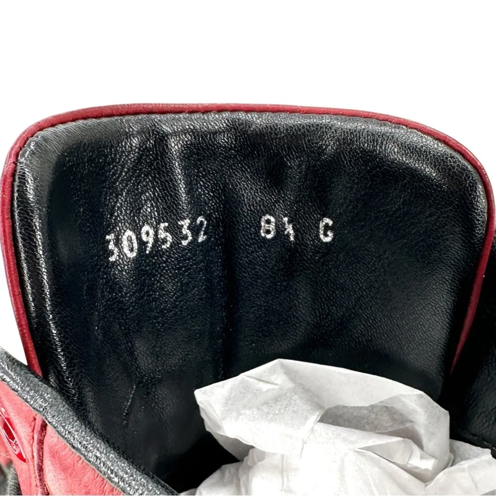 GUCCI Viaggio GG Red & Black Men's Leather High Top Lace Up Sneakers sz 8.5